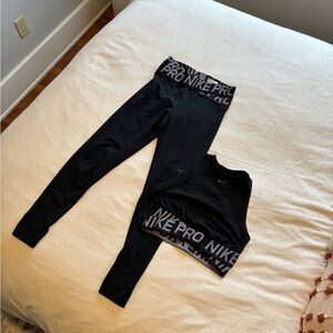 Nike Black Pro Leggings and Sports Bra 2 pc. Set
